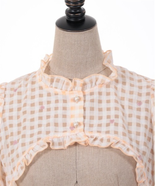 axes femme POETIQUE（アクシーズファムポエティック）の「ハートドット刺繍ギンガムブラウス（シャツ/ブラウス・レディース・サックスブルー/ブラック/ベージュ・MEDIUM）」の4枚目の写真