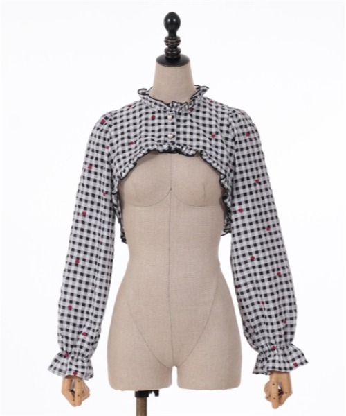 axes femme POETIQUE（アクシーズファムポエティック）の「ハートドット刺繍ギンガムブラウス（シャツ/ブラウス・レディース・サックスブルー/ブラック/ベージュ・MEDIUM）」の19枚目の写真