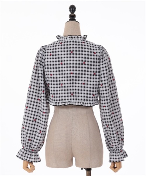 axes femme POETIQUE（アクシーズファムポエティック）の「ハートドット刺繍ギンガムブラウス（シャツ/ブラウス・レディース・サックスブルー/ブラック/ベージュ・MEDIUM）」の17枚目の写真