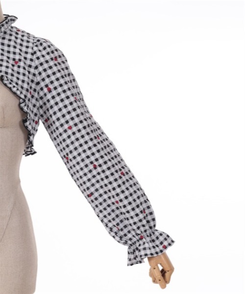 axes femme POETIQUE（アクシーズファムポエティック）の「ハートドット刺繍ギンガムブラウス（シャツ/ブラウス・レディース・サックスブルー/ブラック/ベージュ・MEDIUM）」の12枚目の写真