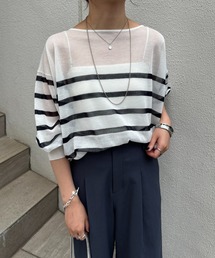 COLLAGE GALLARDAGALANTE | シアーボーダーニット(ニット/セーター)