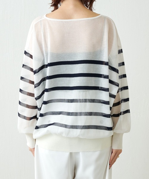 COLLAGE GALLARDAGALANTE（コラージュガリャルダガランテ）の「シアーボーダーニット（ニット/セーター・レディース・ホワイト/ネイビー・FREE）」の21枚目の写真