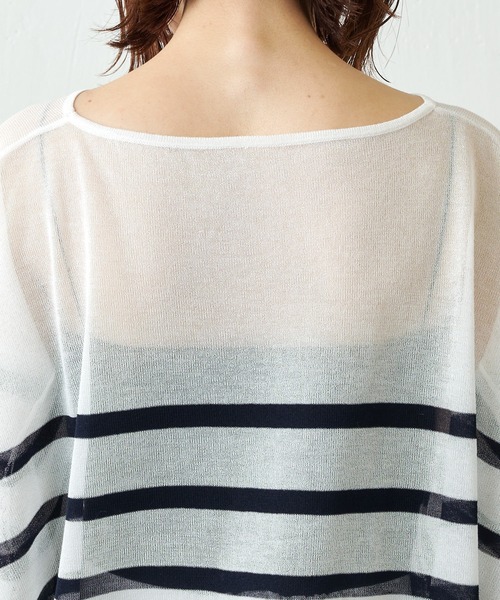 COLLAGE GALLARDAGALANTE（コラージュガリャルダガランテ）の「シアーボーダーニット（ニット/セーター・レディース・ホワイト/ネイビー・FREE）」の22枚目の写真