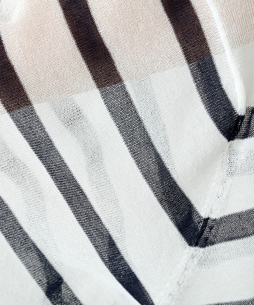 COLLAGE GALLARDAGALANTE（コラージュガリャルダガランテ）の「シアーボーダーニット（ニット/セーター・レディース・ホワイト/ネイビー・FREE）」の17枚目の写真