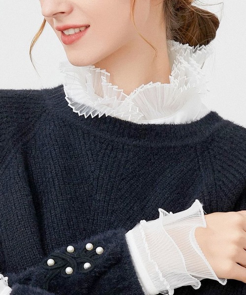 Felt-Maglietta（フェルトマリエッタ）の「シースルー付け襟（付け襟・レディース・ホワイト・FREE）」の2枚目の写真