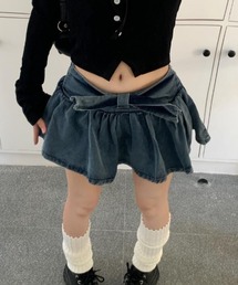 リボンデニムミニスカートパンツ