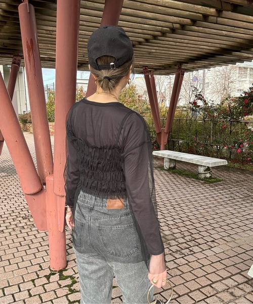 y/m by misato（イムバイミサト）の「チュールビスチェレイヤードトップス（Tシャツ/カットソー・レディース・アイボリー/ブラック・FREE）」の18枚目の写真