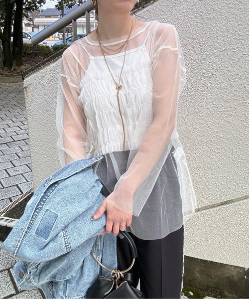 y/m by misato（イムバイミサト）の「チュールビスチェレイヤードトップス（Tシャツ/カットソー・レディース・アイボリー/ブラック・FREE）」の19枚目の写真