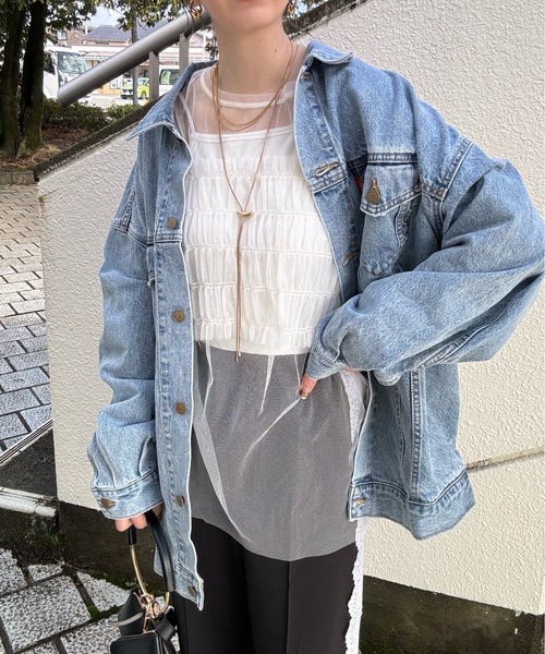 y/m by misato（イムバイミサト）の「チュールビスチェレイヤードトップス（Tシャツ/カットソー・レディース・アイボリー/ブラック・FREE）」の9枚目の写真