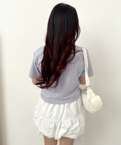 OLIVE des OLIVE(オリーブデオリーブ)の「リボン刺繍ティーシャツ 1041060570(Tシャツ/カットソー・レディース・レッド/ピンク/ブラック/サックスブルー/オフホワイト・FREE)」の12枚目の写真