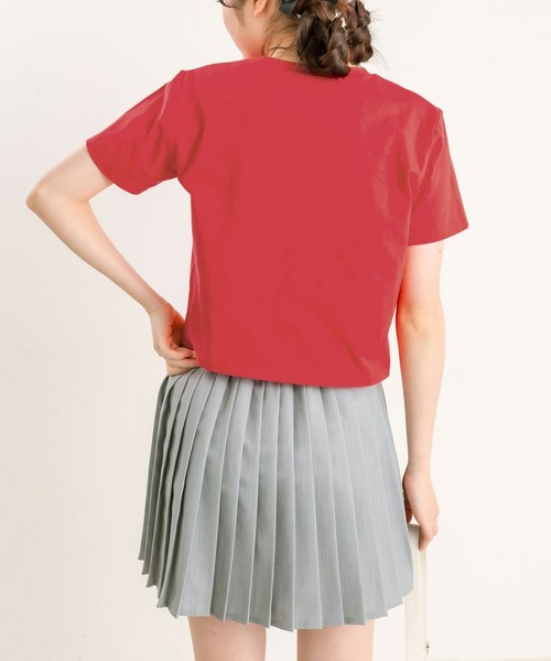 OLIVE des OLIVE(オリーブデオリーブ)の「リボン刺繍ティーシャツ 1041060570(Tシャツ/カットソー・レディース・レッド/ピンク/ブラック/サックスブルー/オフホワイト・FREE)」の14枚目の写真