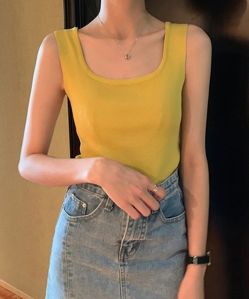 Miniministore(ミニミニストア)の「ノースリーブ ニットトップス(タンクトップ・レディース・テラコッタ/ダークブルー/ベージュ/ピンク/イエロー/グリーン/ブラック/ホワイト/オレンジ/コーラル/パープル/ワインレッド・FREE)」の8枚目の写真