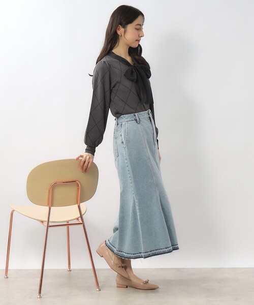 index（インデックス）の「◆チェックボウタイバイカラーニット【洗濯機洗い可】（ニット/セーター・レディース・ライトイエロー系2/チャコールグレー/ホワイト系4・42/40/38/36）」の15枚目の写真