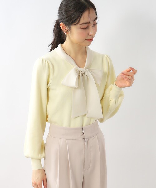 index（インデックス）の「◆チェックボウタイバイカラーニット【洗濯機洗い可】（ニット/セーター・レディース・ライトイエロー系2/チャコールグレー/ホワイト系4・42/40/38/36）」の17枚目の写真