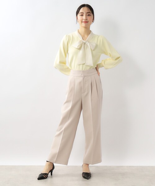 index（インデックス）の「◆チェックボウタイバイカラーニット【洗濯機洗い可】（ニット/セーター・レディース・ライトイエロー系2/チャコールグレー/ホワイト系4・42/40/38/36）」の6枚目の写真