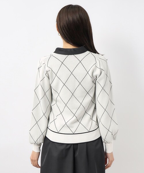 index（インデックス）の「◆チェックボウタイバイカラーニット【洗濯機洗い可】（ニット/セーター・レディース・ライトイエロー系2/チャコールグレー/ホワイト系4・42/40/38/36）」の11枚目の写真