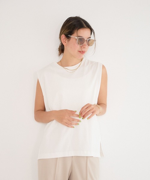 BAYFLOW（ベイフロー）の「ノースリーブシルケットT（Tシャツ/カットソー・レディース・モカ/ミント/オフホワイト/ブラック・SMALL/MEDIUM）」の2枚目の写真