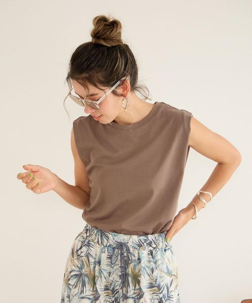 BAYFLOW（ベイフロー）の「ノースリーブシルケットT（Tシャツ/カットソー・レディース・モカ/ミント/オフホワイト/ブラック・SMALL/MEDIUM）」の4枚目の写真