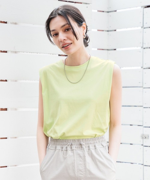 BAYFLOW（ベイフロー）の「ノースリーブシルケットT（Tシャツ/カットソー・レディース・モカ/ミント/オフホワイト/ブラック・SMALL/MEDIUM）」の8枚目の写真