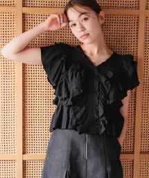 mysty woman | ［追加1］ダブルフリルショートブラウス　113515(シャツ/ブラウス)