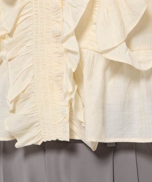 mysty woman（ミスティウーマン）の「［追加1］ダブルフリルショートブラウス　113515（シャツ/ブラウス・レディース・オフホワイト/ベージュ/ブラック・FREE）」の8枚目の写真