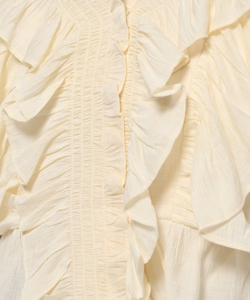 mysty woman（ミスティウーマン）の「［追加1］ダブルフリルショートブラウス　113515（シャツ/ブラウス・レディース・オフホワイト/ベージュ/ブラック・FREE）」の9枚目の写真