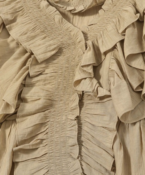 mysty woman（ミスティウーマン）の「［追加1］ダブルフリルショートブラウス　113515（シャツ/ブラウス・レディース・オフホワイト/ベージュ/ブラック・FREE）」の10枚目の写真