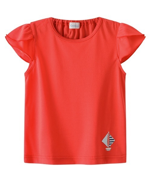 combimini(コンビミニ)の「イージーケア速乾ガーリーフリル袖Tシャツ(Tシャツ/カットソー・キッズ・チェリーレッド/ネイビー系・80/90/100/110/120)」の2枚目の写真
