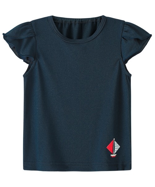 combimini(コンビミニ)の「イージーケア速乾ガーリーフリル袖Tシャツ(Tシャツ/カットソー・キッズ・チェリーレッド/ネイビー系・80/90/100/110/120)」の3枚目の写真