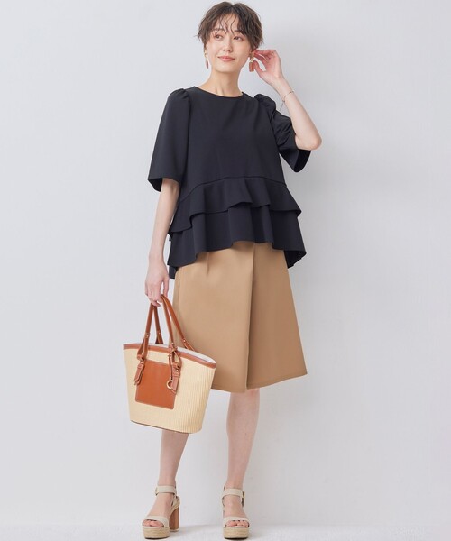 組曲(クミキョク)の「【WEB限定】オシャクロスキュロットパンツ(その他パンツ・レディース・ブラック系/ベージュ系・S2)」の7枚目の写真