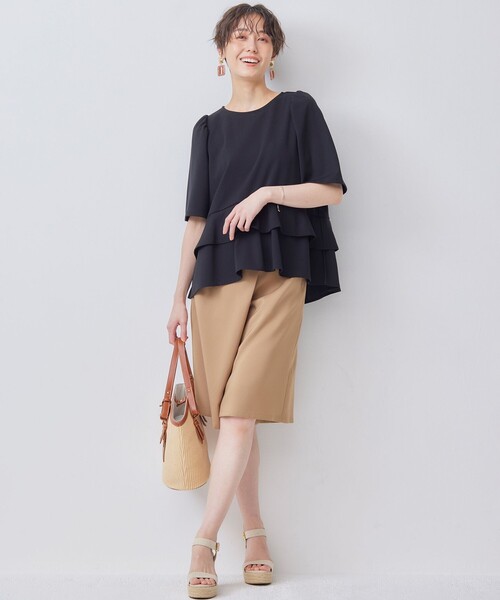 組曲(クミキョク)の「【WEB限定】オシャクロスキュロットパンツ(その他パンツ・レディース・ブラック系/ベージュ系・S2)」の8枚目の写真
