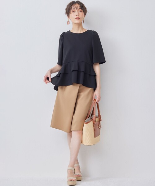 組曲(クミキョク)の「【WEB限定】オシャクロスキュロットパンツ(その他パンツ・レディース・ブラック系/ベージュ系・S2)」の9枚目の写真