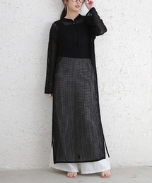 シースルースリット入りマキシワンピース
