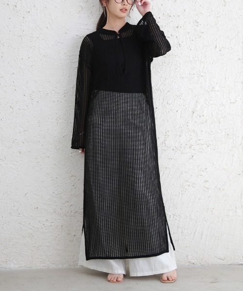 Doux Belle(ドゥーベル)の「シースルースリット入りマキシワンピース(ワンピース・レディース・アイボリー/ブラック・MEDIUM)」の2枚目の写真