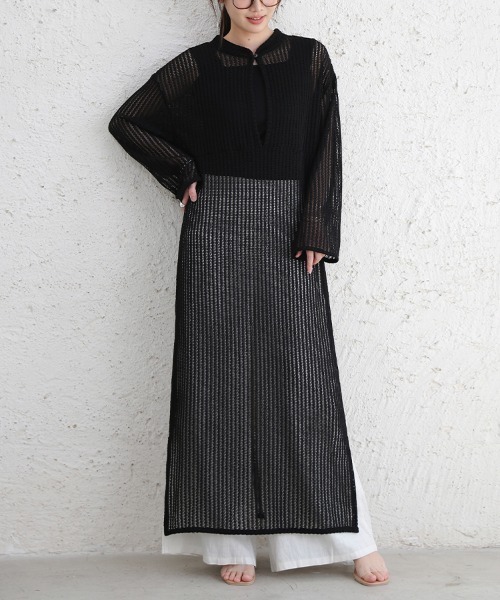 Doux Belle(ドゥーベル)の「シースルースリット入りマキシワンピース(ワンピース・レディース・アイボリー/ブラック・MEDIUM)」の3枚目の写真