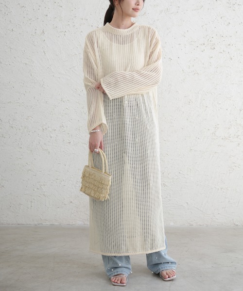 Doux Belle(ドゥーベル)の「シースルースリット入りマキシワンピース(ワンピース・レディース・アイボリー/ブラック・MEDIUM)」の14枚目の写真