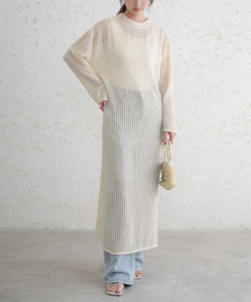 Doux Belle(ドゥーベル)の「シースルースリット入りマキシワンピース(ワンピース・レディース・アイボリー/ブラック・MEDIUM)」の16枚目の写真