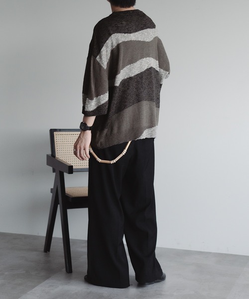 epnok（エプノック）の「インターシャサマーニットTee（ニット/セーター・メンズ・ダークグレー/ブラウン系その他/レッド/ネイビー・SMALL/MEDIUM/LARGE）」の13枚目の写真