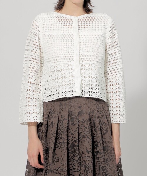 【セール】コットンエンブロイダリー 2WAYニット（カーディガン/ボレロ）｜EPOCA（エポカ）