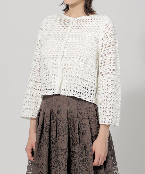 【セール】コットンエンブロイダリー 2WAYニット（カーディガン/ボレロ）｜EPOCA（エポカ）