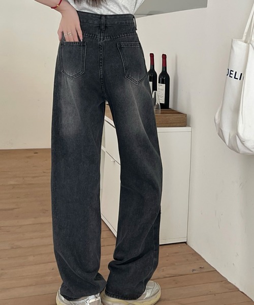 DIAVEL（ディアベル）の「ウエスト調節可能ダメージデニムパンツ（デニムパンツ・レディース・サックスブルー/ダークグレー・S/M/L）」の6枚目の写真