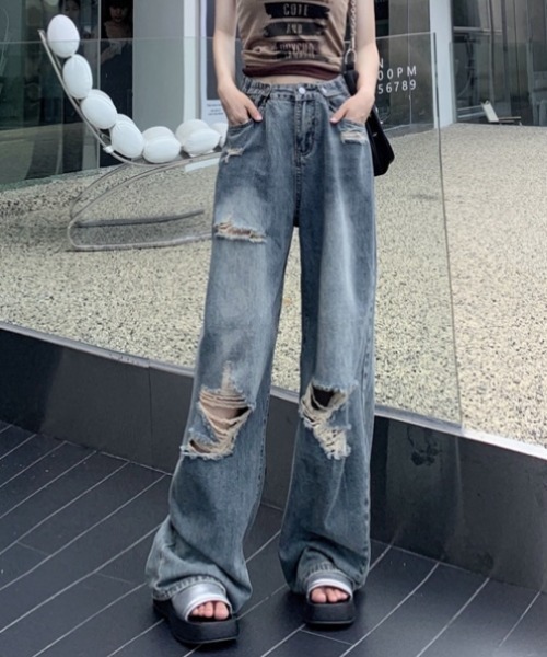 GYDA ジーンズ デニム デニムパンツ ハイウエストthigh high