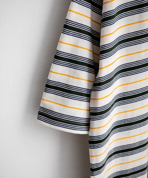 Rocky Monroe（ロッキーモンロー）の「オーバーサイズマルチボーダー半袖Tシャツ（Tシャツ/カットソー・メンズ・グリーン/イエロー/パープル/オフホワイト/チャコールグレー/ブルーグリーン・M/L/LL）」の20枚目の写真