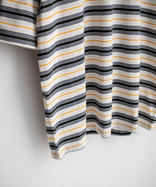 Rocky Monroe（ロッキーモンロー）の「オーバーサイズマルチボーダー半袖Tシャツ（Tシャツ/カットソー・メンズ・グリーン/イエロー/パープル/オフホワイト/チャコールグレー/ブルーグリーン・M/L/LL）」の21枚目の写真