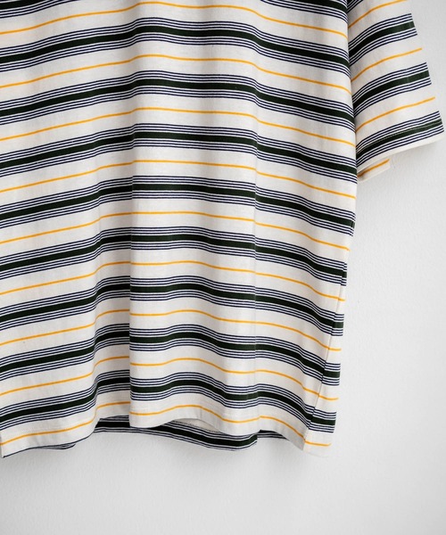 Rocky Monroe（ロッキーモンロー）の「オーバーサイズマルチボーダー半袖Tシャツ（Tシャツ/カットソー・メンズ・グリーン/イエロー/パープル/オフホワイト/チャコールグレー/ブルーグリーン・M/L/LL）」の22枚目の写真