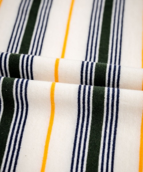 Rocky Monroe（ロッキーモンロー）の「オーバーサイズマルチボーダー半袖Tシャツ（Tシャツ/カットソー・メンズ・グリーン/イエロー/パープル/オフホワイト/チャコールグレー/ブルーグリーン・M/L/LL）」の15枚目の写真