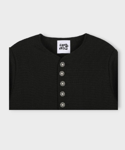 ASCLO(エジュクロ)の「ASCLO 3 TAP CR Crop Tweed Jacket(ノーカラージャケット・メンズ・ブラック・FREE)」の15枚目の写真