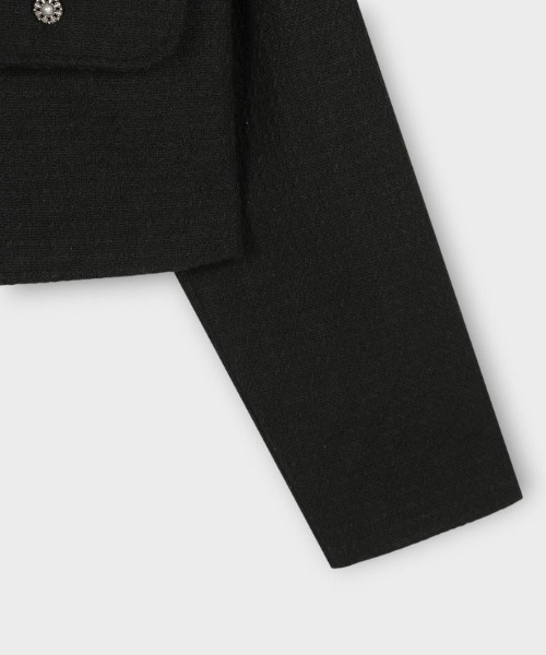 ASCLO(エジュクロ)の「ASCLO 3 TAP CR Crop Tweed Jacket(ノーカラージャケット・メンズ・ブラック・FREE)」の17枚目の写真