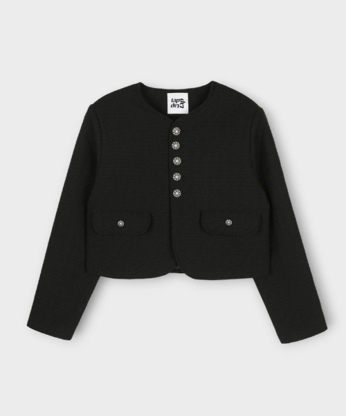 ASCLO(エジュクロ)の「ASCLO 3 TAP CR Crop Tweed Jacket(ノーカラージャケット・メンズ・ブラック・FREE)」の13枚目の写真
