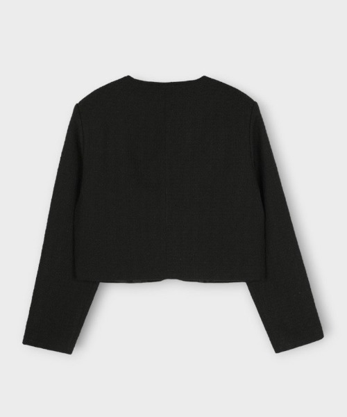 ASCLO(エジュクロ)の「ASCLO 3 TAP CR Crop Tweed Jacket(ノーカラージャケット・メンズ・ブラック・FREE)」の14枚目の写真
